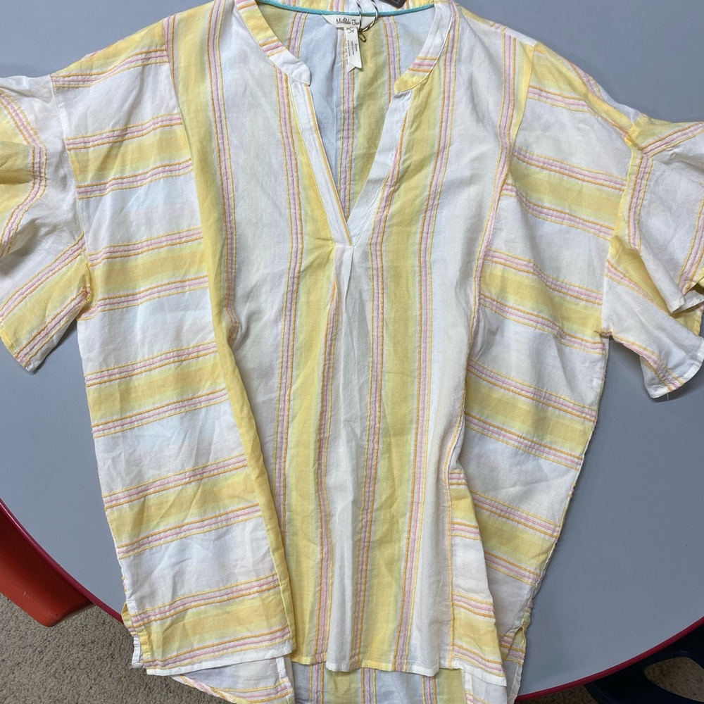 NWT Matilda Jane women’s top size Large yellow, white, pink